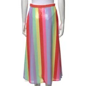 Olivia Rubin Penelope Rainbow Sequin Stripe Midi Skirt Small UK8 US4